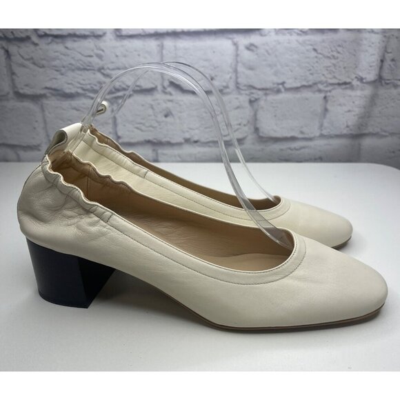 Everlane The Day Heel Shoes Italian Leathe Bone Color Size 10.5 - Picture 4 of 11